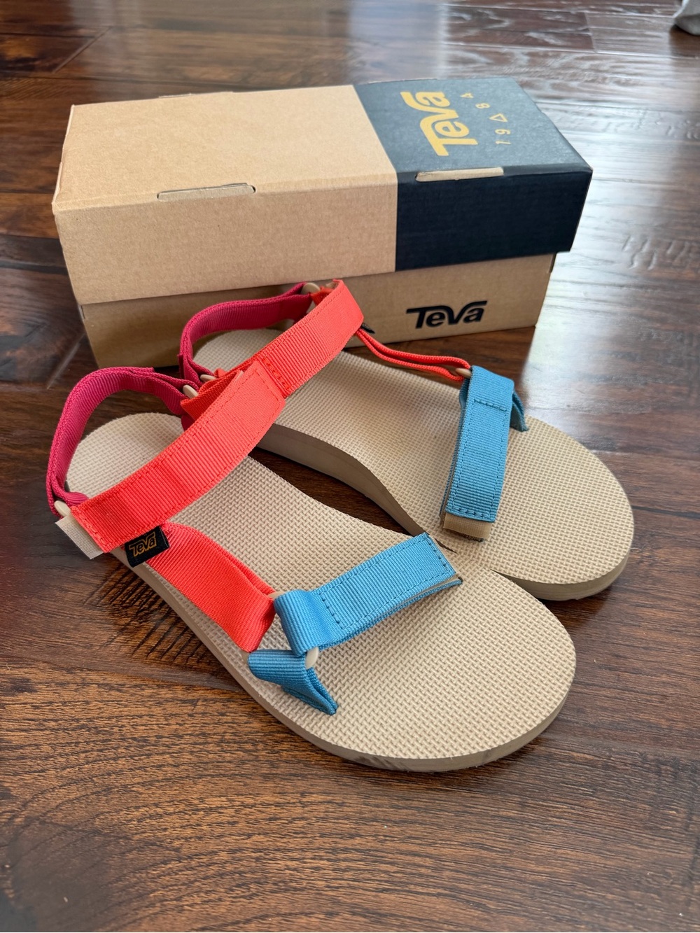 Teva Woman’s Colorblock Strappy Sandals - Pink, Coral & Blue